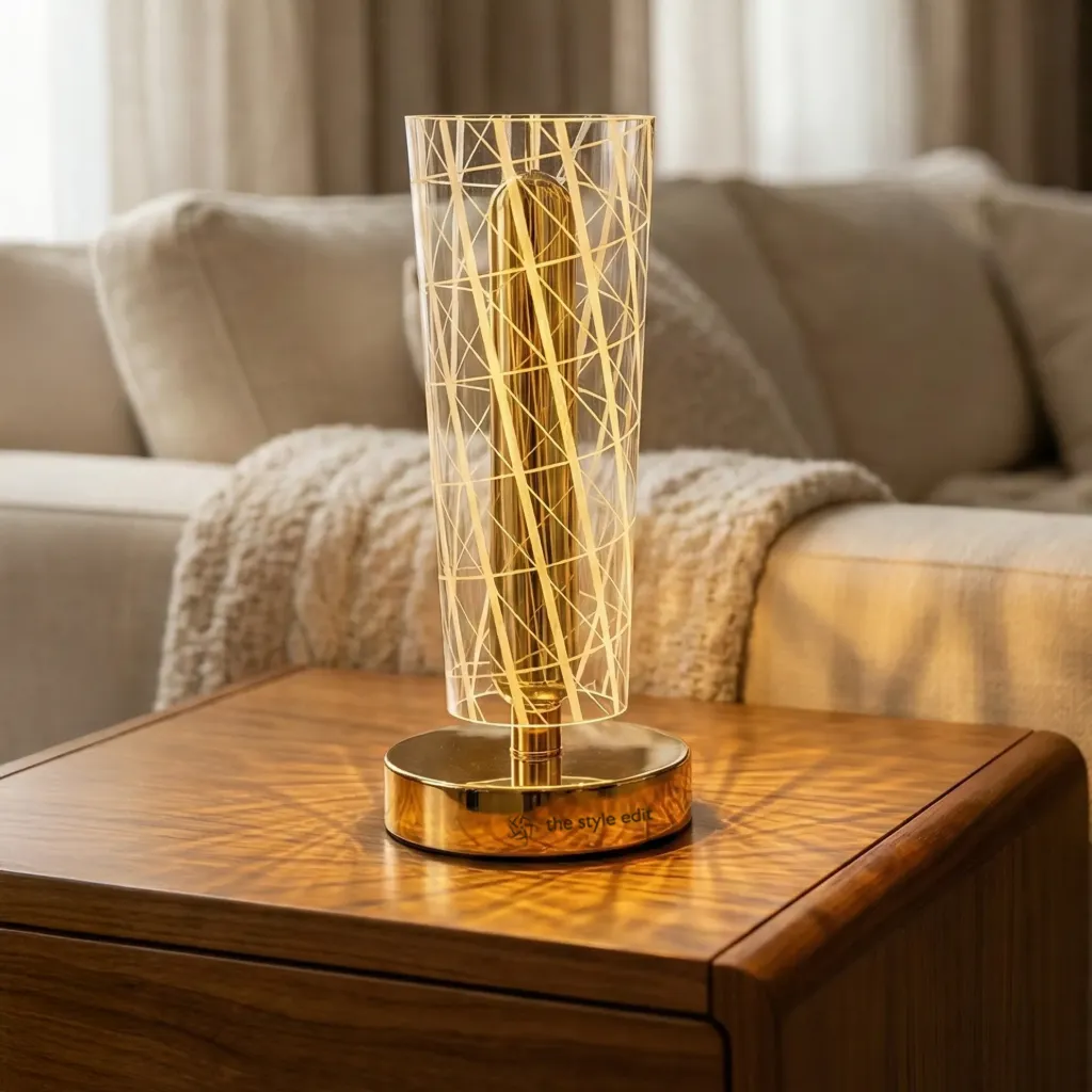 Aurora Gold Etched Tube Lamp