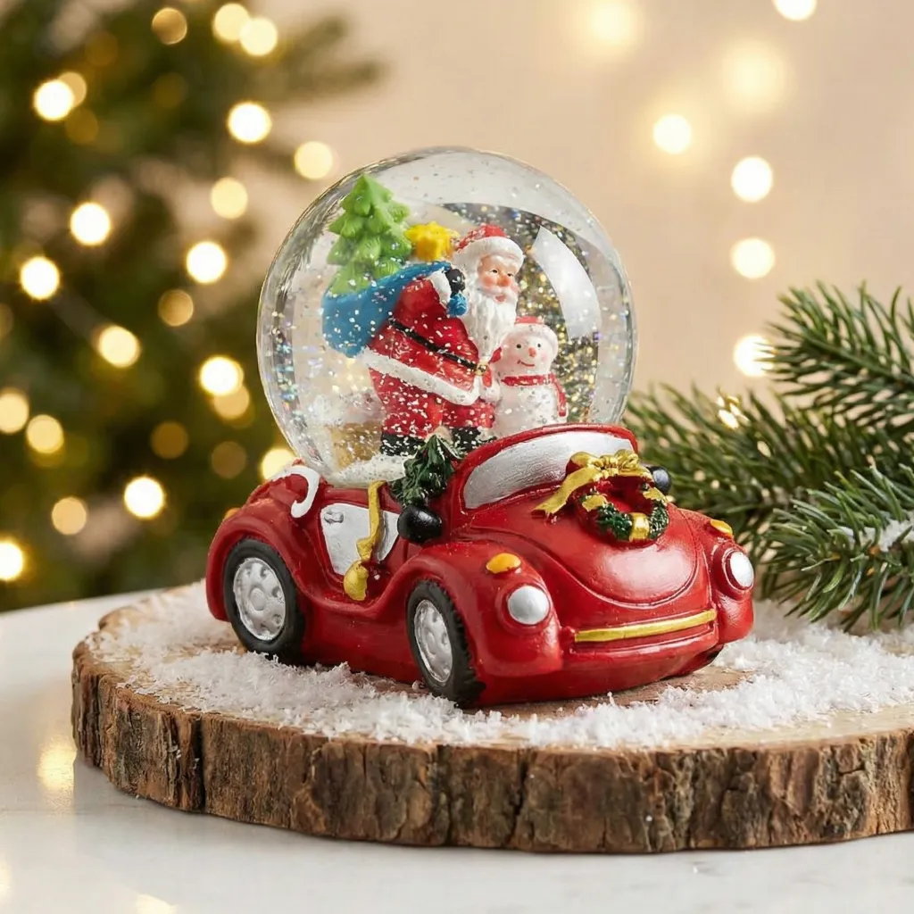 Santa’s Snow Ride Car Globe
