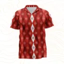 Snowflake Red Cuban Collar Shirt