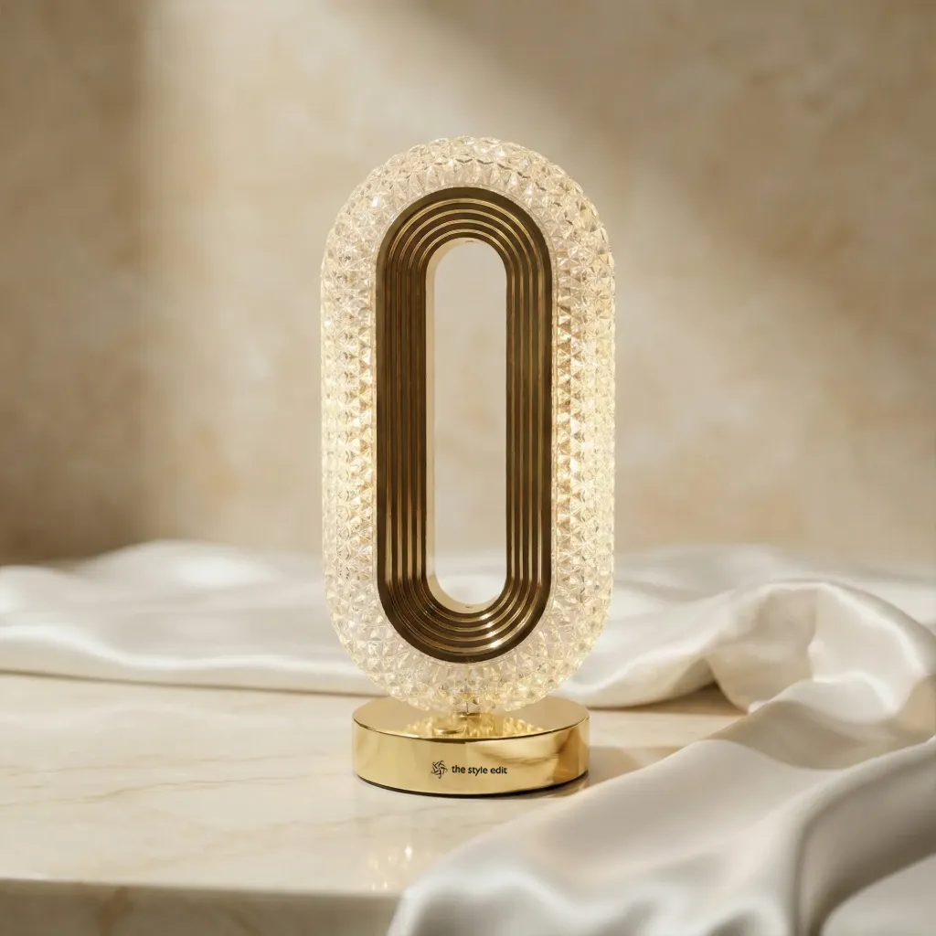 Golden Halo Crystal Loop Lamp