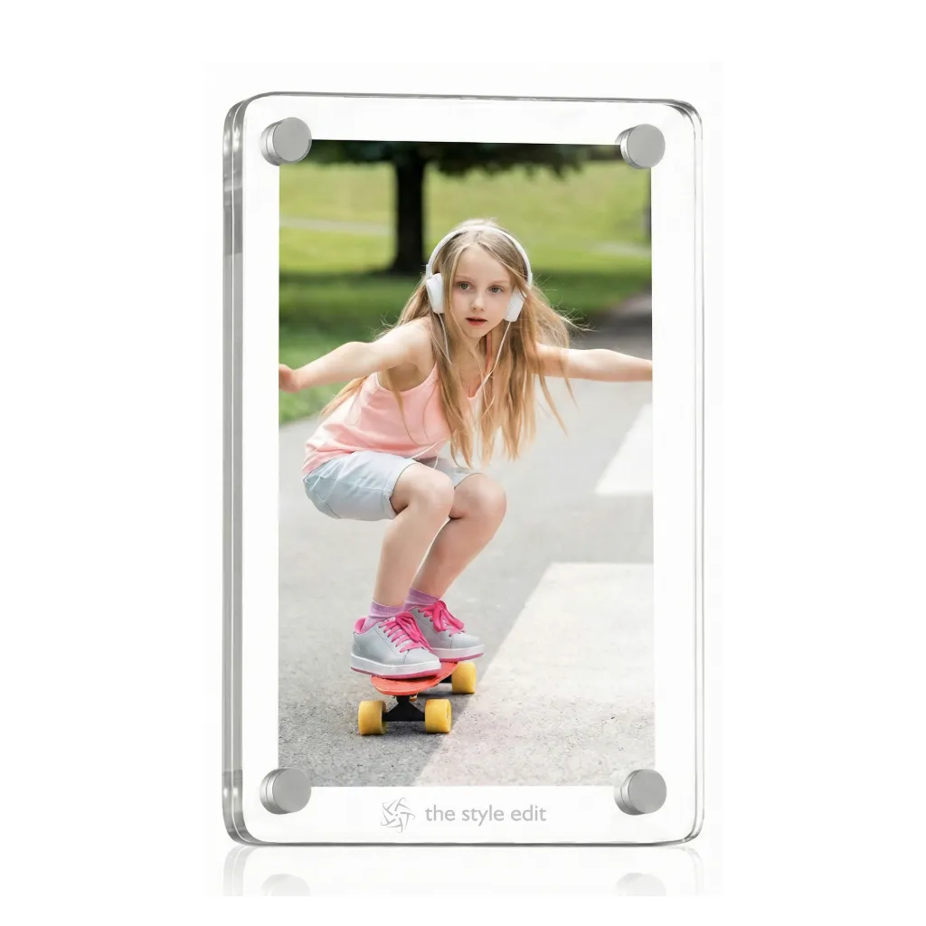 Crystal Clear Fridge Magnet Photo Frame